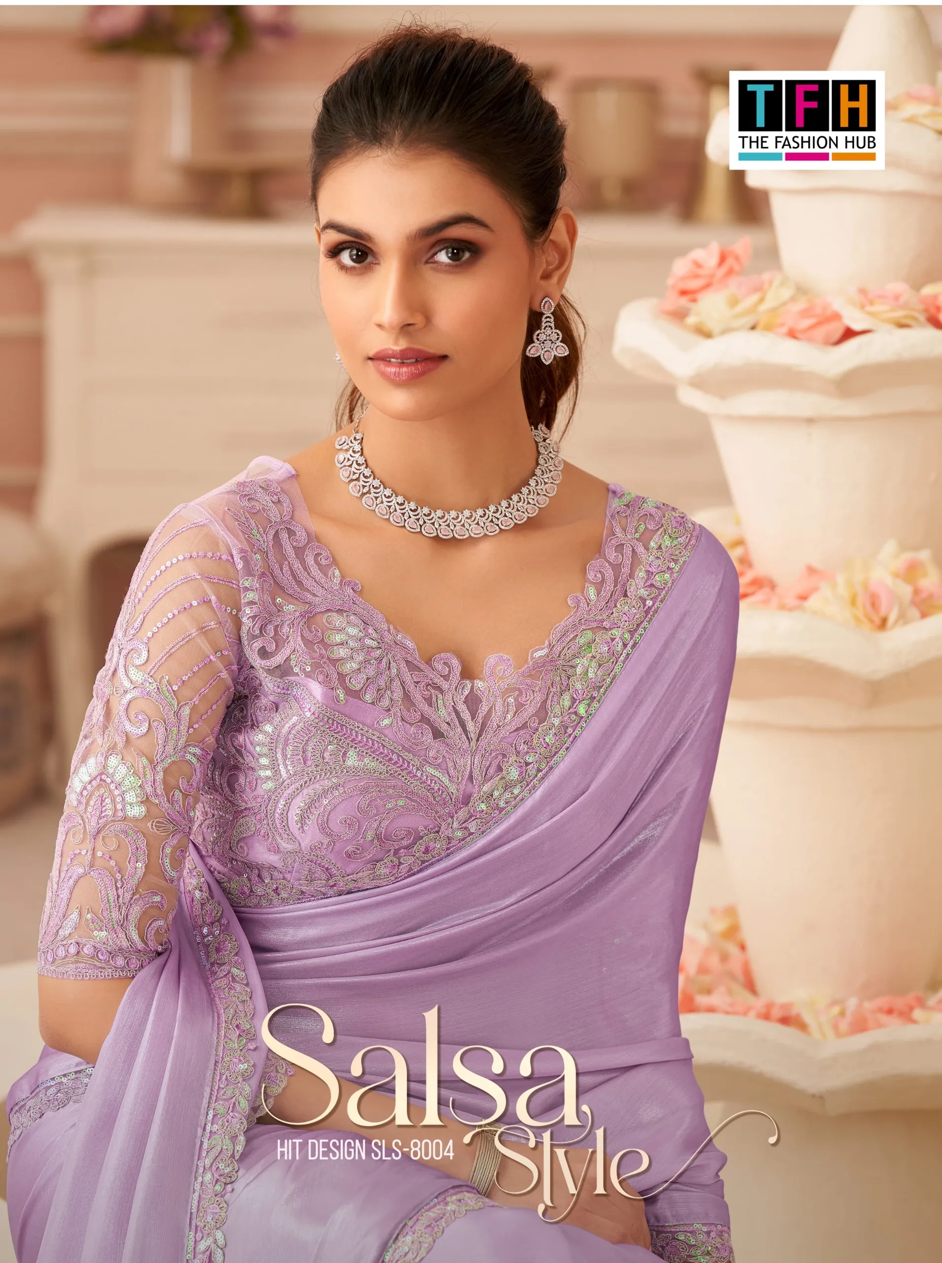 Buy Silver Chiffon Shimmer Premium Saree from SK COLLECTION - Reseller Bazzar